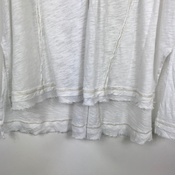 Free People  Size XS Blouse Ivory Tunic Raw Hem - Picture 2 of 8